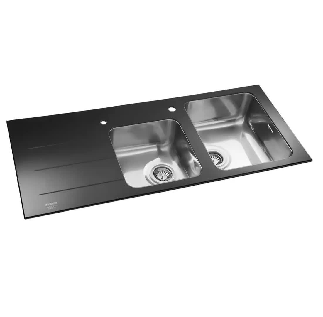 سینک ظرفشویی شیشه سکوریت شده توکار استیل البرز مدل CRYSTAL-B - Image 2